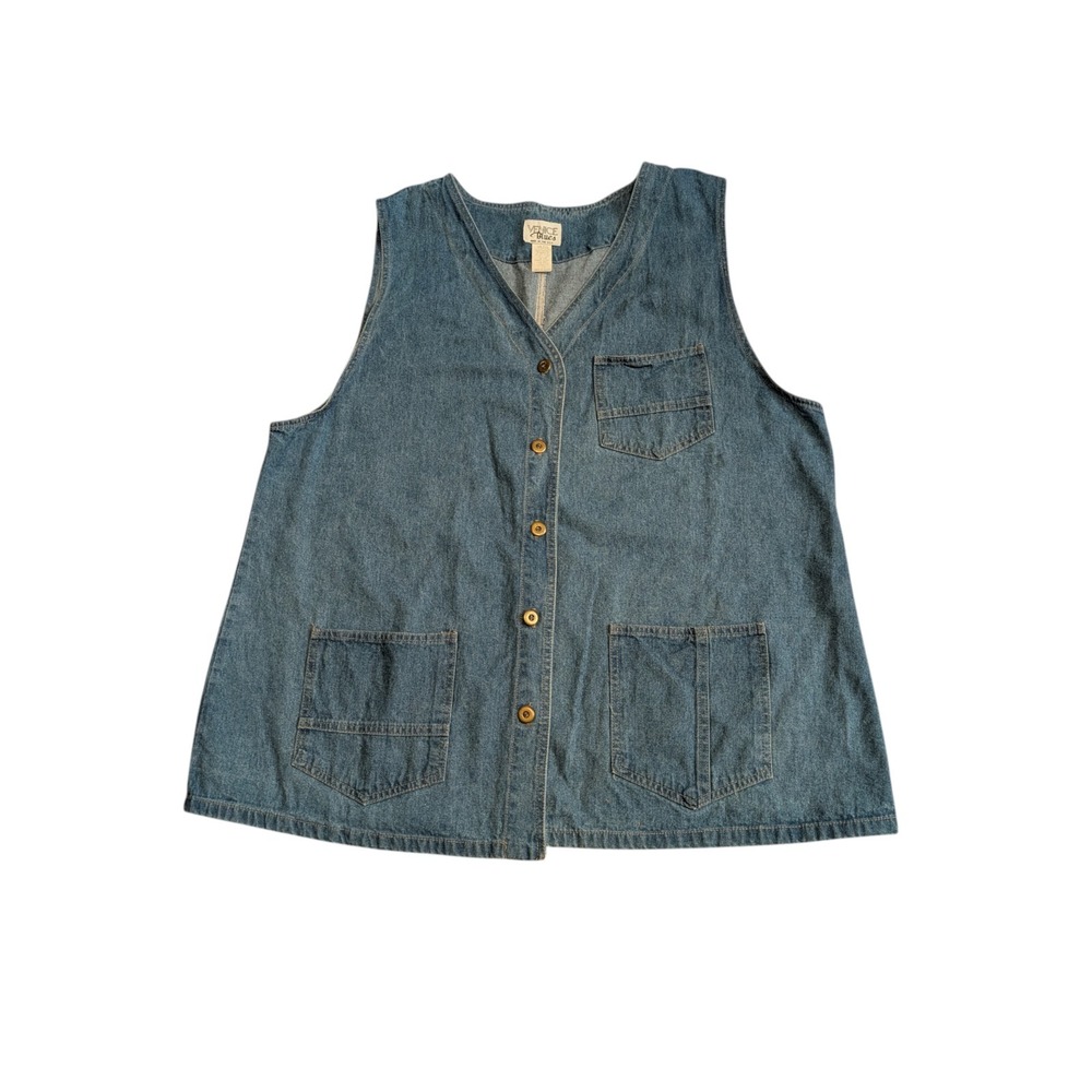 Vintage VENICE BLUES Women Jean Denim Vest 100% Cotton Made‎ In USA Size 2X